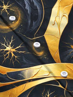Oceanlyte Men's Long Sleeve Shirt - Abstract Gold And Black Spiral Art With Nerve-like Patterns Print with Chest Pocket