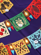 Oceanlyte Men's Long Sleeve Shirt - Christmas Paper-cutting Flags And String Lights Print with Chest Pocket