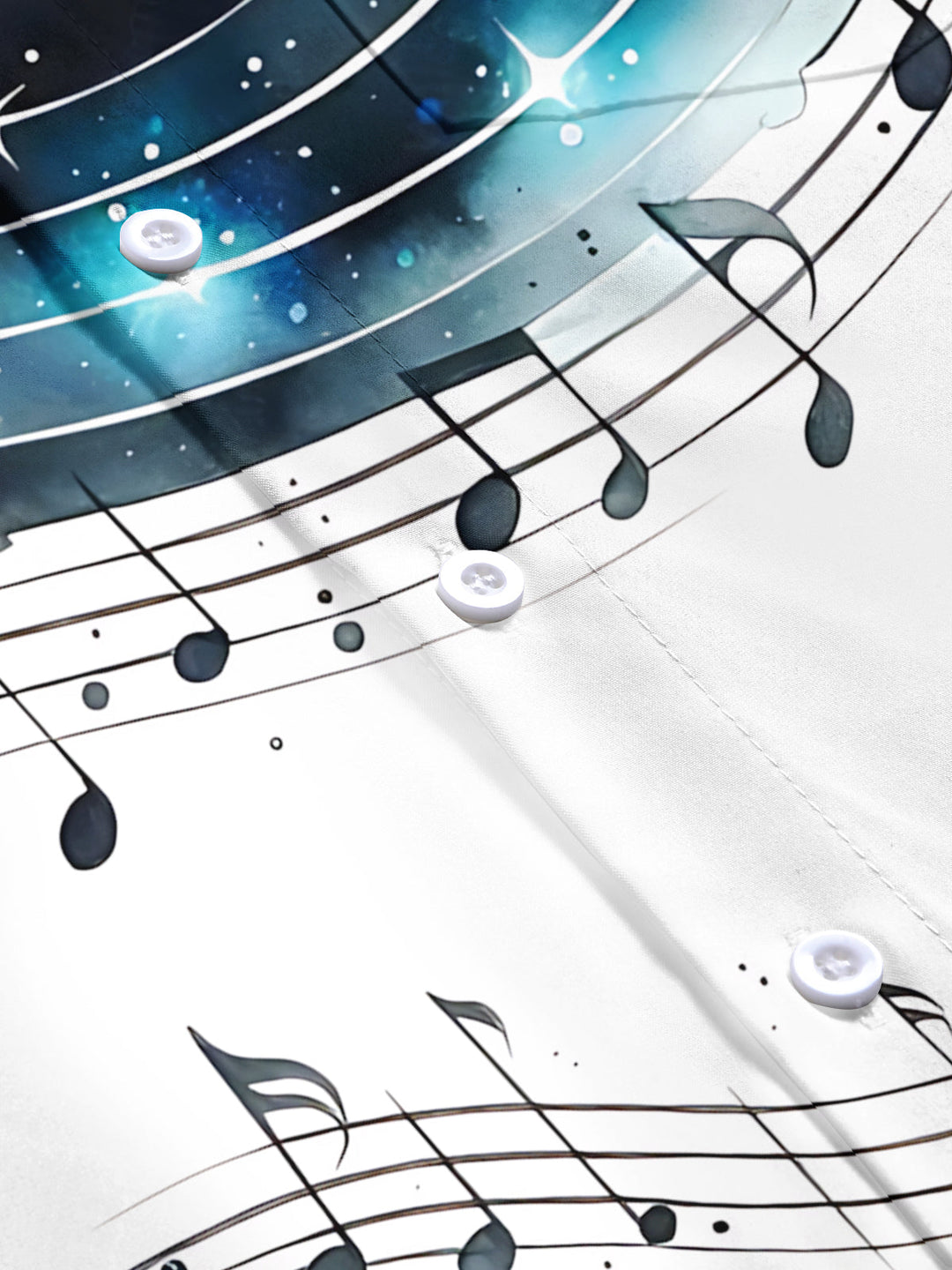 Oceanlyte Men's Graphic Music Notes On Staff Print Short Sleeve Shirt with Chest Pocket