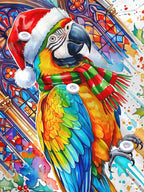Oceanlyte Men's Long Sleeve Shirt - Christmas Parrot With Santa Hat And Scarf Print with Chest Pocket