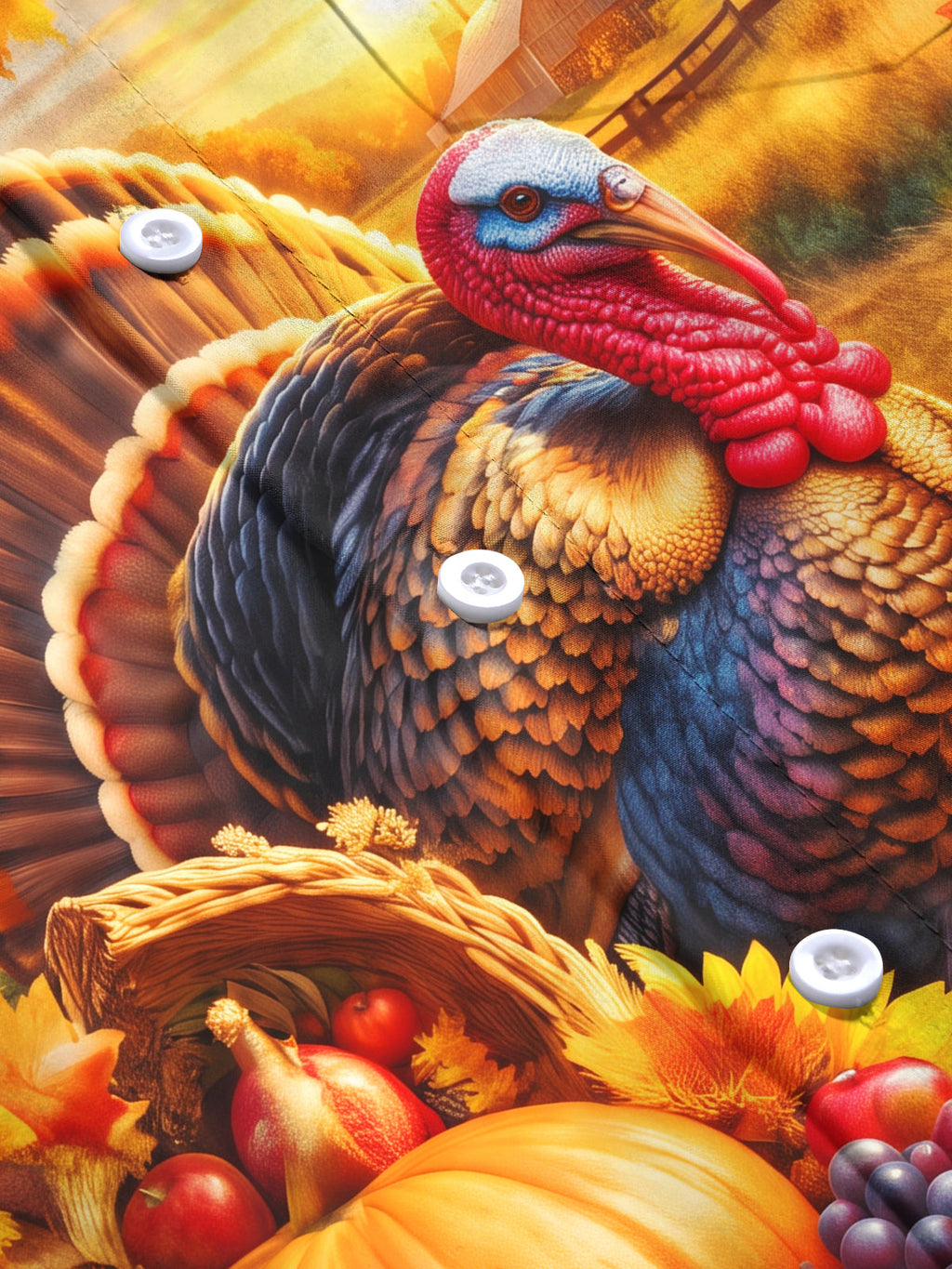 Oceanlyte Men's Long Sleeve Shirt - Thanksgiving Turkey And Harvest Cornucopia Print with Chest Pocket