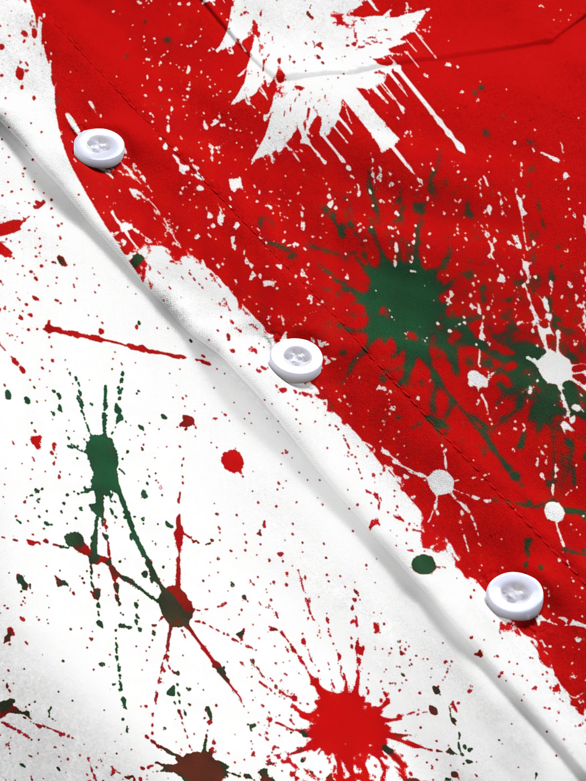 Oceanlyte Men's Long Sleeve Shirt - Christmas Tree And Snowflake With Paint Splatter Print with Chest Pocket