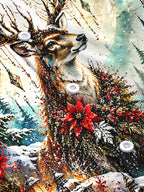 Oceanlyte Men's Graphic Christmas Elk Print Long Sleeve Shirt with Chest Pocket