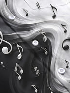 Oceanlyte Men's Graphic Musical Notes And Clefs Print Long Sleeve Shirt with Chest Pocket