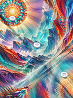 Oceanlyte Men's Long Sleeve Shirt - Psychedelic Mountain Lake Landscape With Mandala Sun Print with Chest Pocket