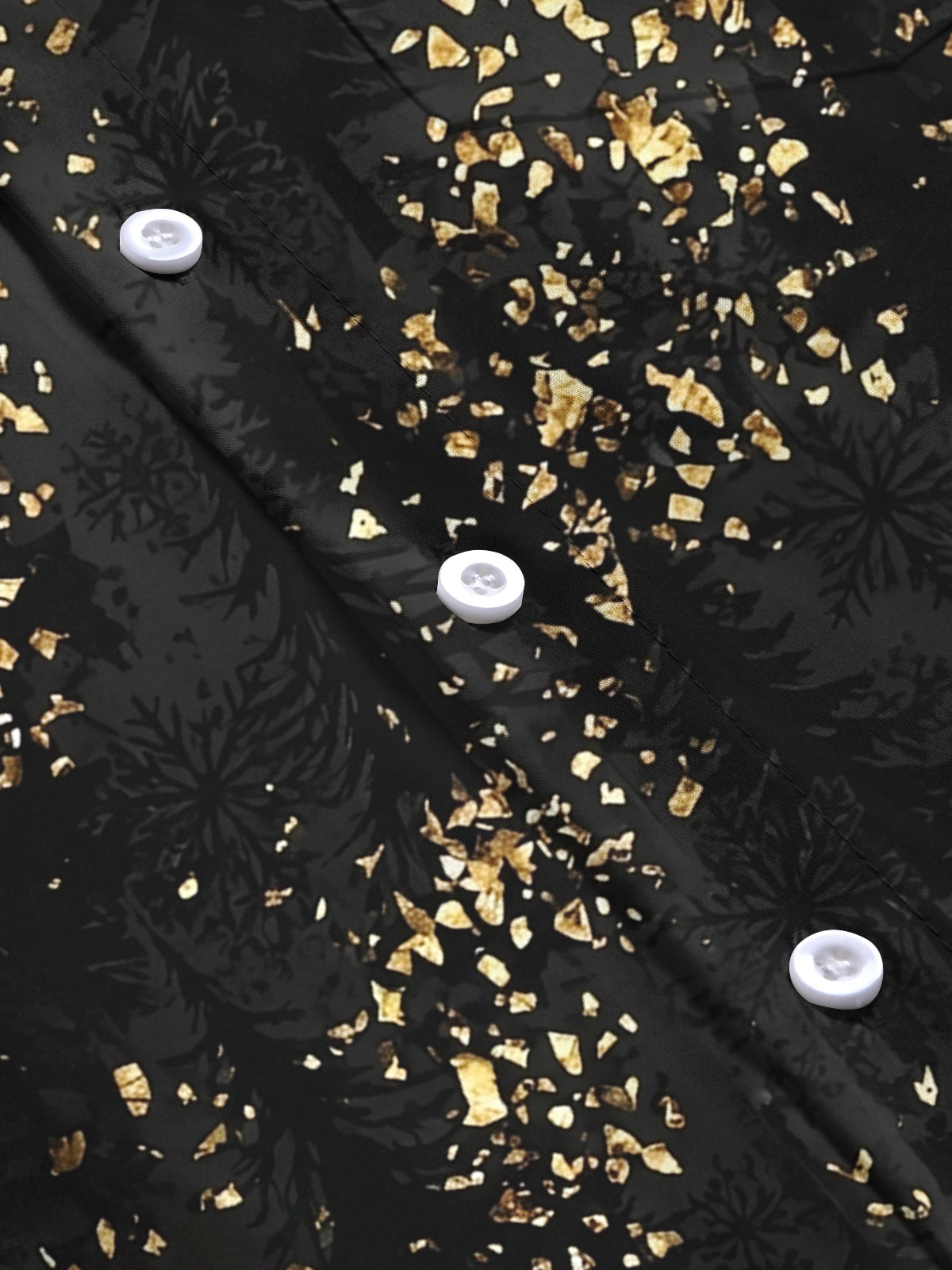 Oceanlyte Men's Printed Gold Snowflake And Gold Flake Pattern Long Sleeve Shirt with Chest Pocket