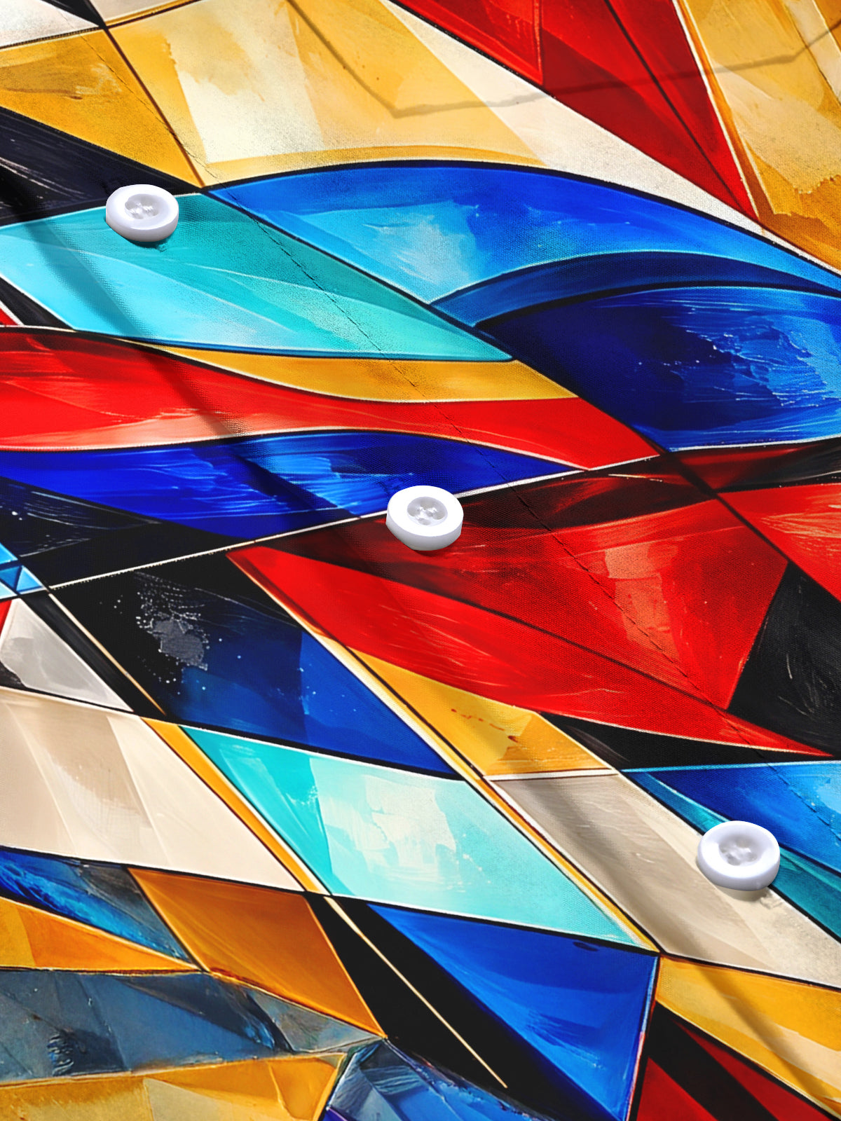 Oceanlyte Men's Colorful Geometric Abstract Shapes Print Long Sleeve Shirt with Chest Pocket