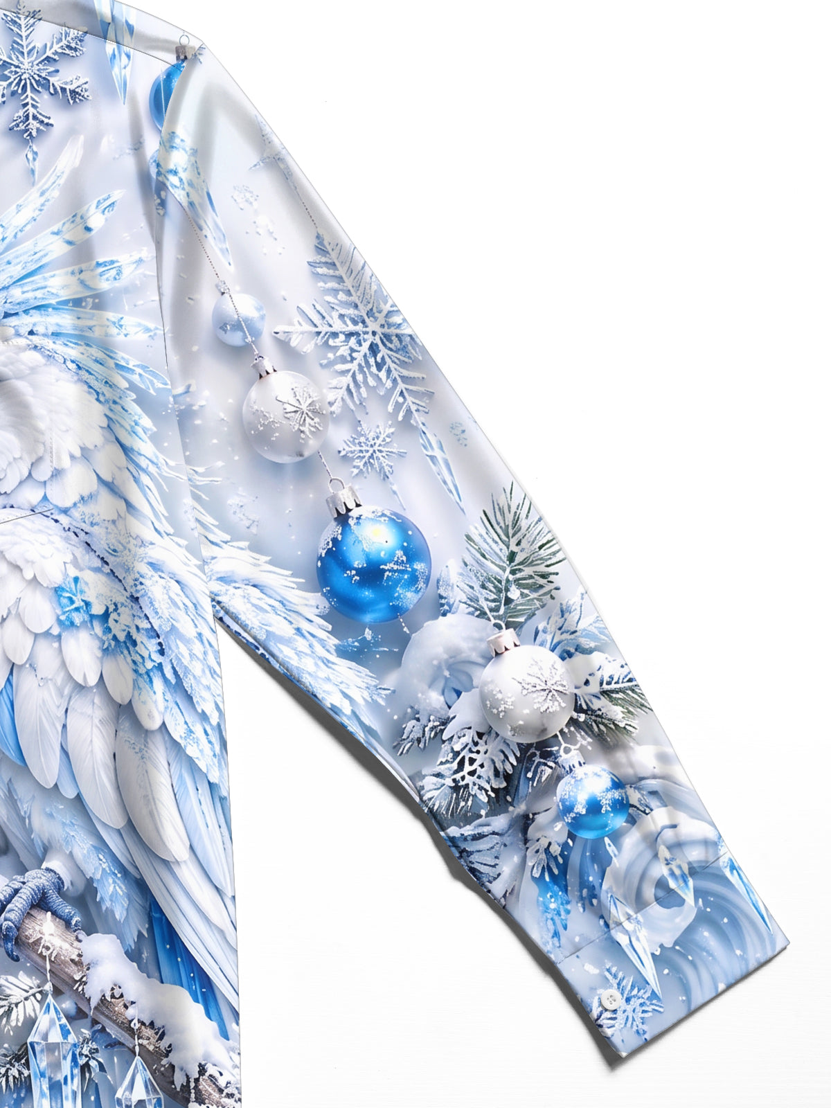 Oceanlyte Men's Graphic Christmas Parrot And Ornaments Print Long Sleeve Shirt with Chest Pocket