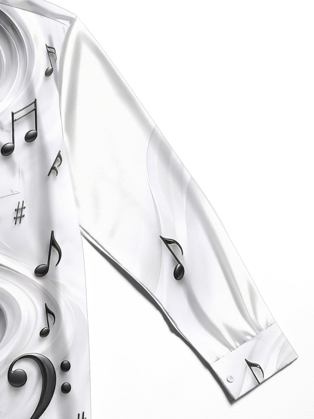 Oceanlyte Men's Graphic Musical Notes And Clefs Print Long Sleeve Shirt with Chest Pocket