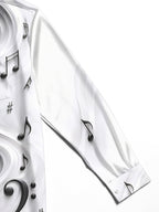 Oceanlyte Men's Graphic Musical Notes And Clefs Print Long Sleeve Shirt with Chest Pocket