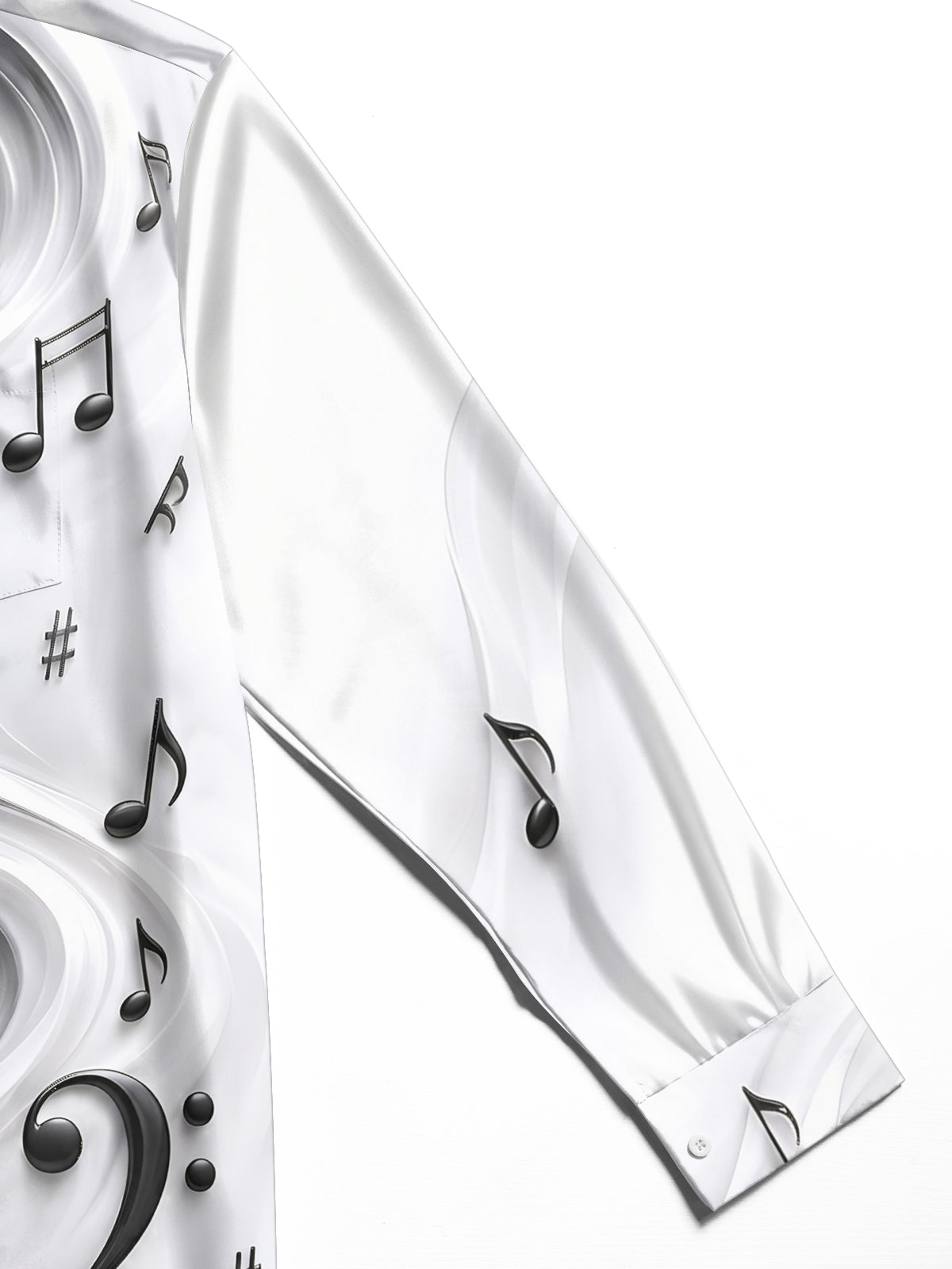 Oceanlyte Men's Graphic Musical Notes And Clefs Print Long Sleeve Shirt with Chest Pocket