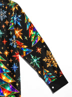 Oceanlyte Men's Geometric Christmas Trees And Snowflakes Print Long Sleeve Shirt with Chest Pocket