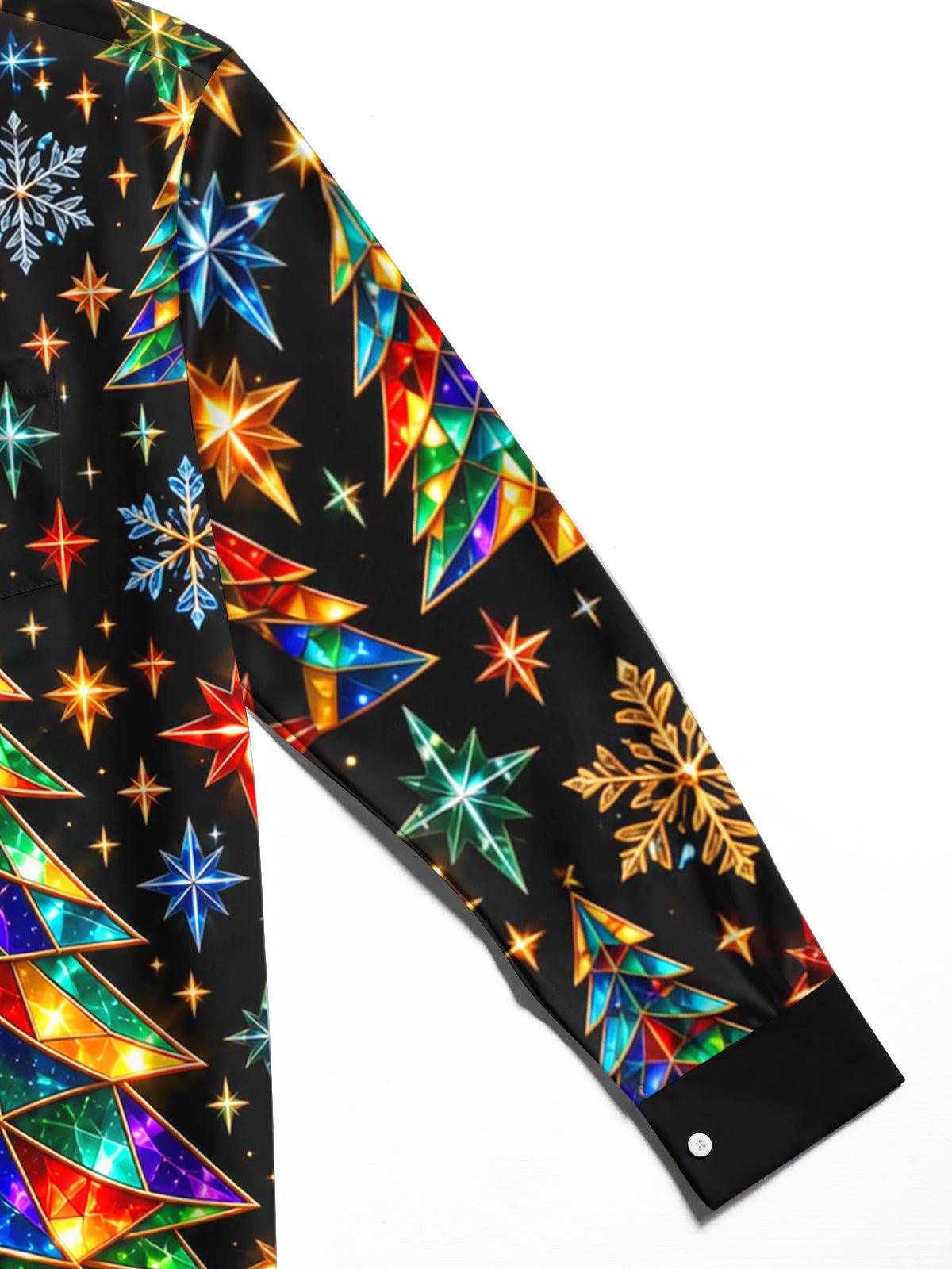 Oceanlyte Men's Geometric Christmas Trees And Snowflakes Print Long Sleeve Shirt with Chest Pocket
