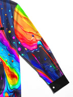 Oceanlyte Men's Graphic Abstract Rainbow Dripping Paint Print Long Sleeve Button Down Shirt with Chest Pocket
