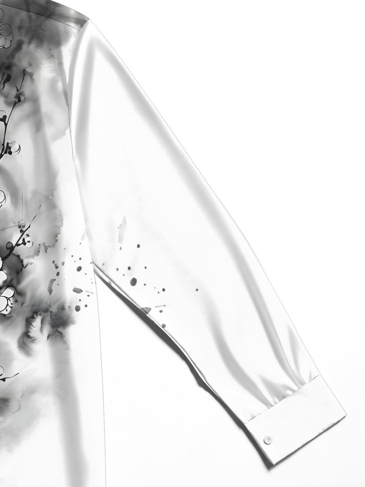 Oceanlyte Men's Floral Cherry Blossom Branches Print Long Sleeve Shirt with Chest Pocket