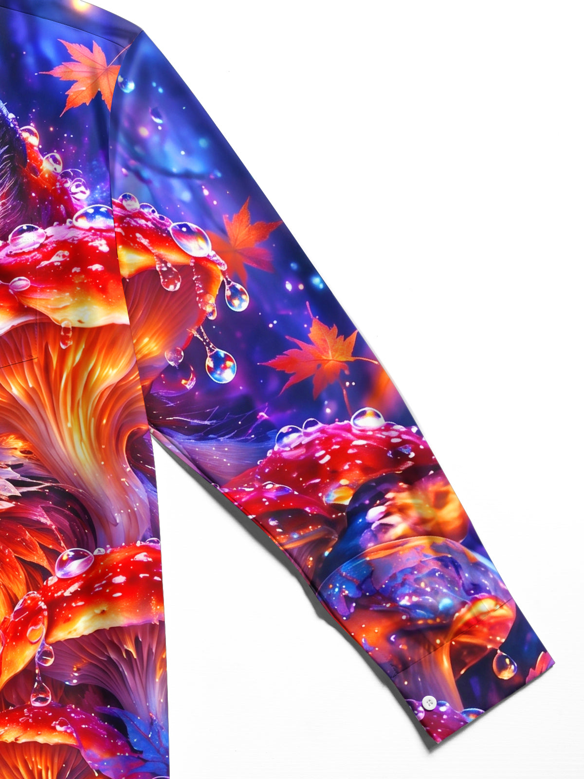 Oceanlyte Men's Fox And Mushrooms With Maple Leaves Print Long Sleeve Shirt with Chest Pocket