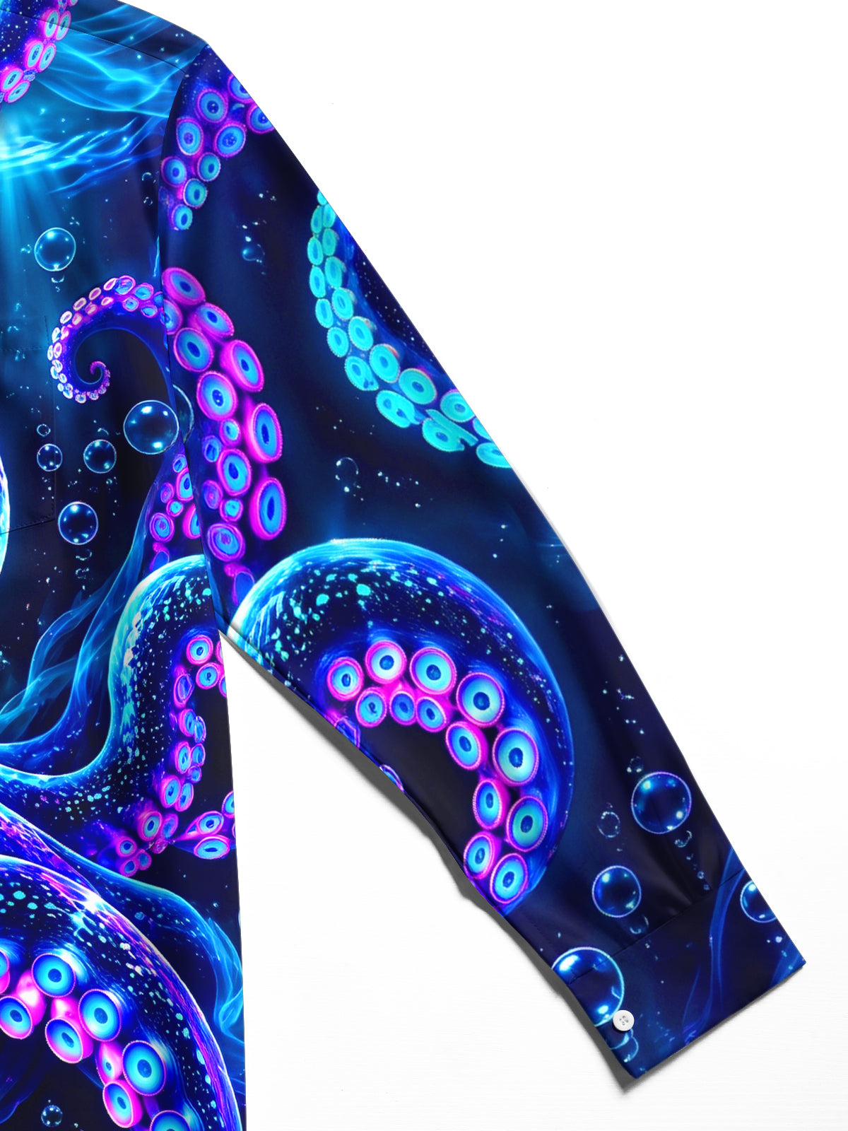Oceanlyte Men's Hawaiian Neon Octopus And Bubbles Print Long Sleeve Shirt