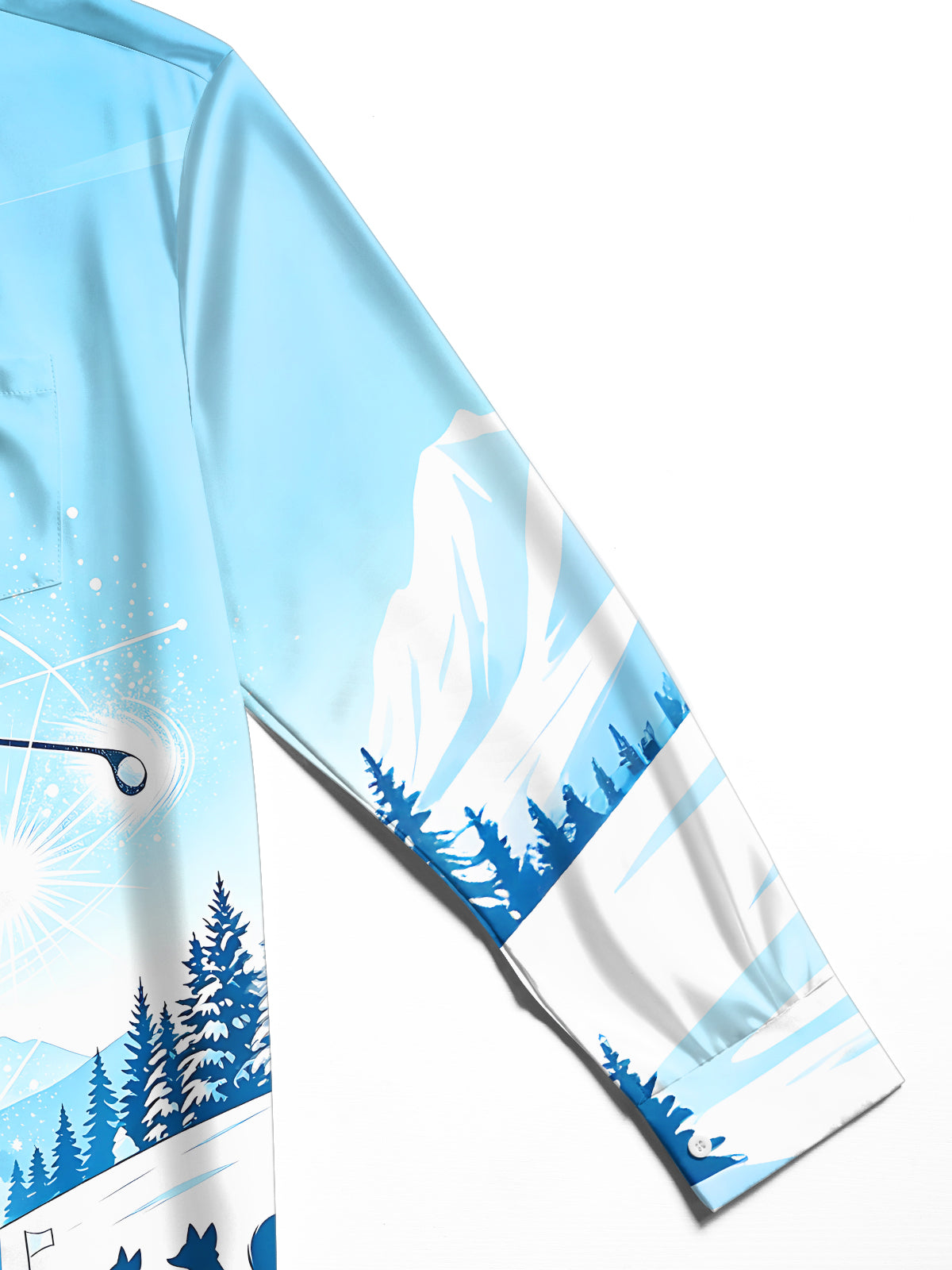 Oceanlyte Men's Long Sleeve Shirt - Golf Player Silhouette And Winter Animals Print with Chest Pocket