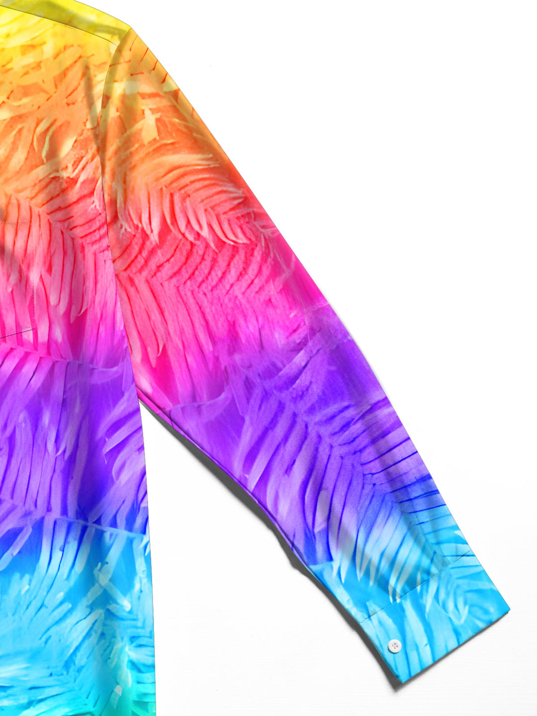 Oceanlyte Men's Tropical Rainbow Gradient Palm Leaf Print Long Sleeve Button Down Shirt with Chest Pocket