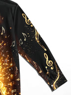 Oceanlyte Men's Graphic Electric Guitar Print Long Sleeve Shirt with Chest Pocket