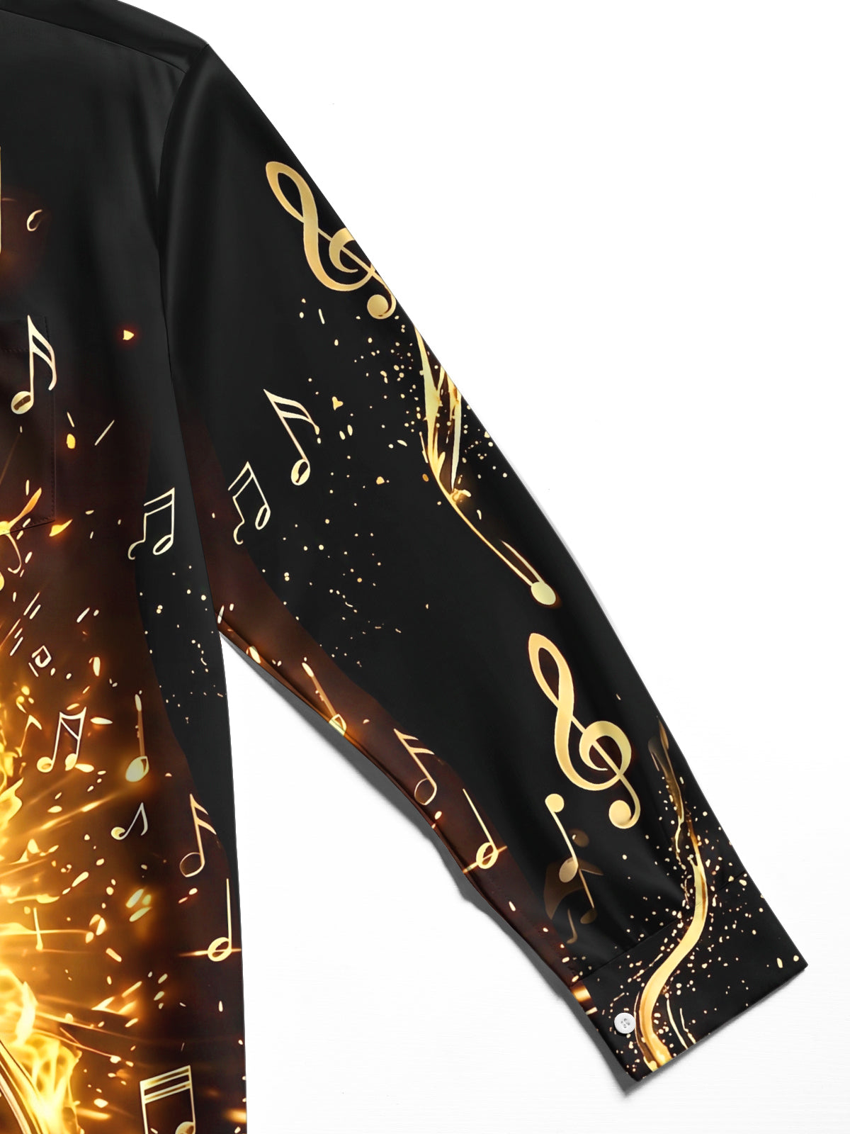 Oceanlyte Men's Graphic Electric Guitar Print Long Sleeve Shirt with Chest Pocket