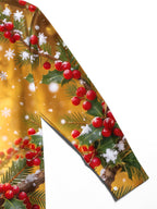 Oceanlyte Men's Long Sleeve Shirt - Christmas Ferret With Red Scarf And Glowing Orb Print with Chest Pocket