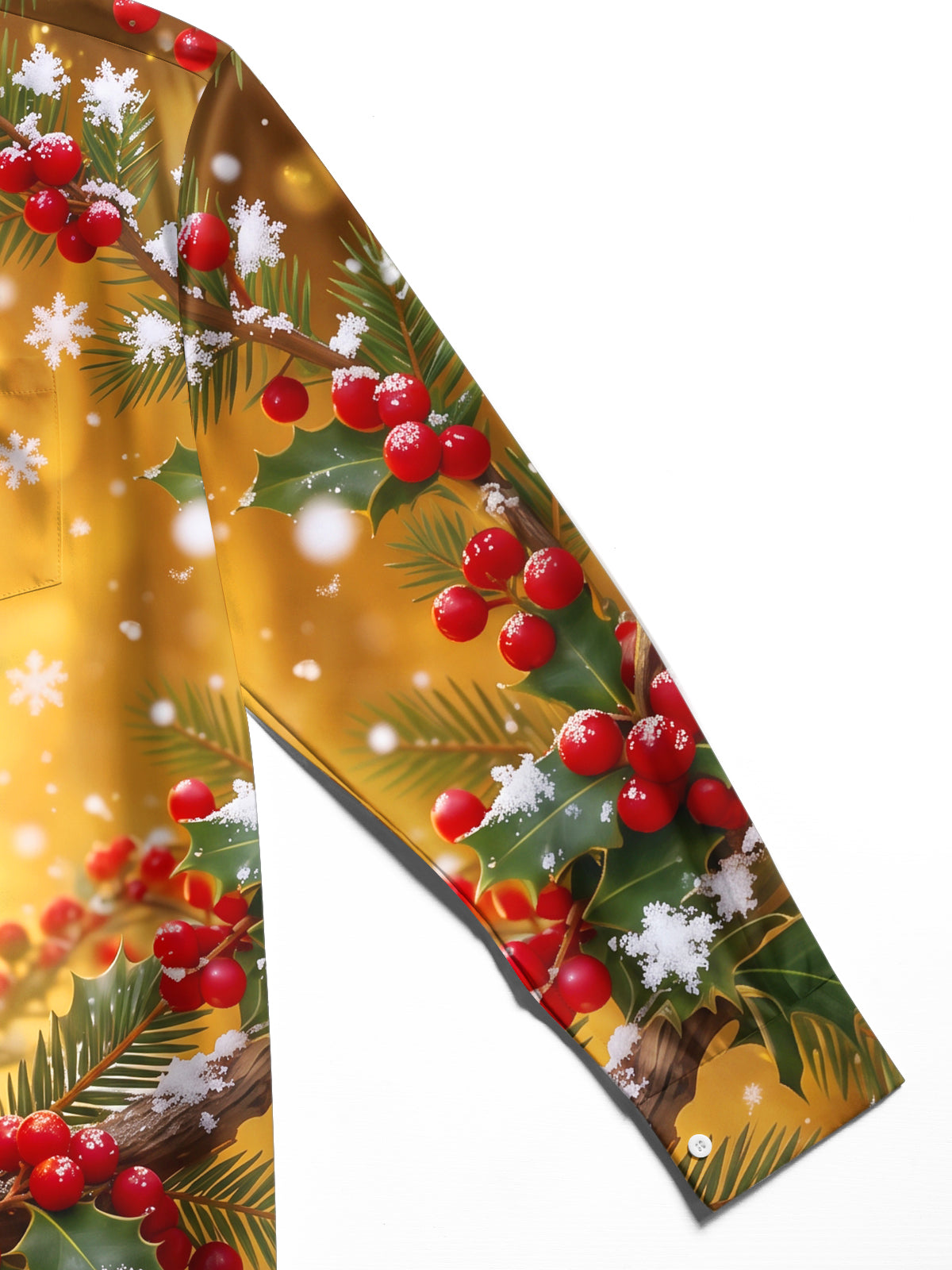 Oceanlyte Men's Long Sleeve Shirt - Christmas Ferret With Red Scarf And Glowing Orb Print with Chest Pocket
