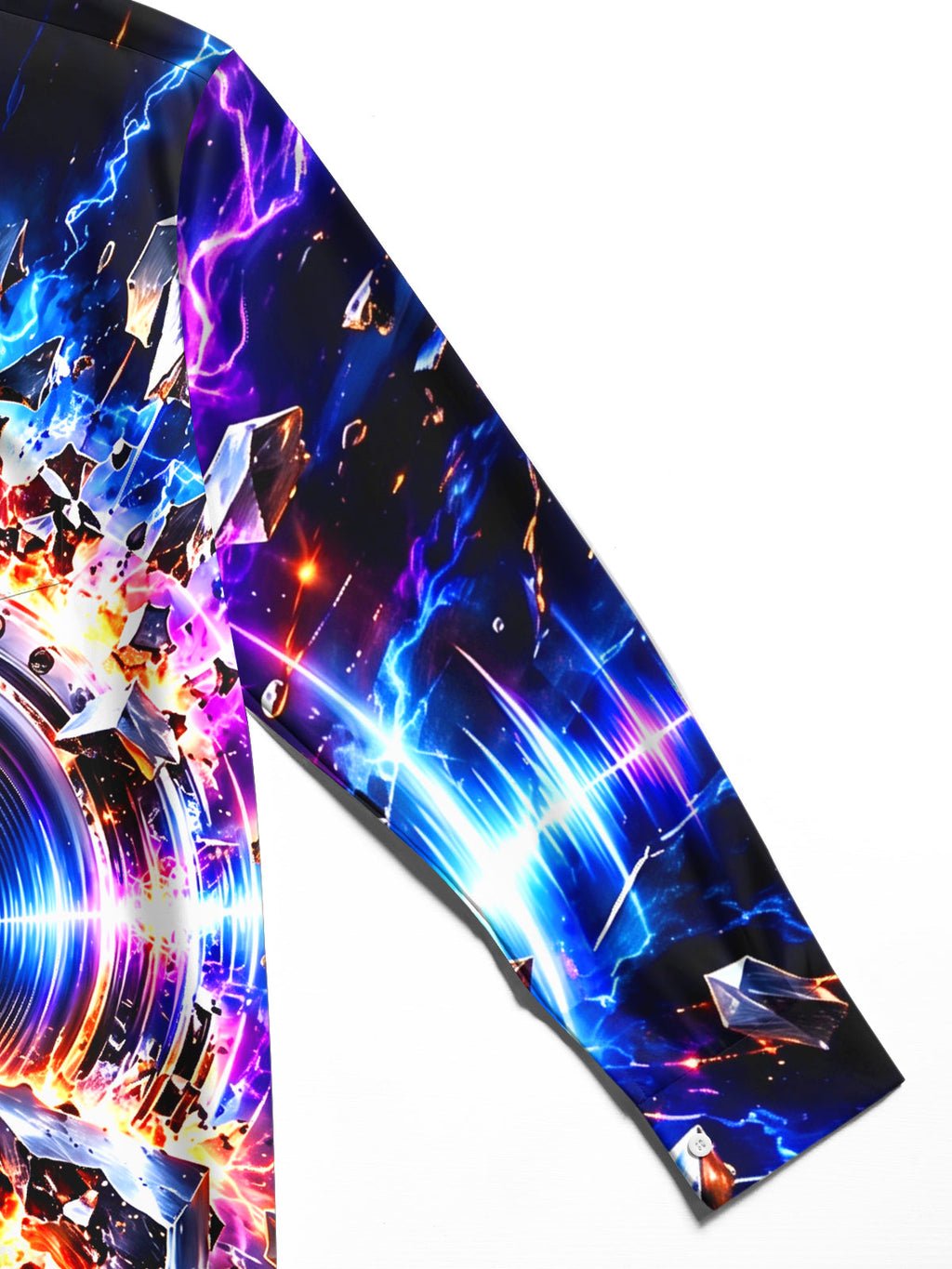 Oceanlyte Men's Long Sleeve Shirt - 3D Speaker With Lightning And Shattered Crystals Print with Chest Pocket