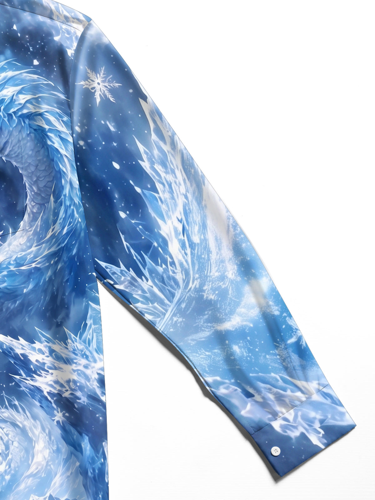 Oceanlyte Men's Graphic Ice Dragon Print Snowflake Pattern Long Sleeve Shirt with Chest Pocket