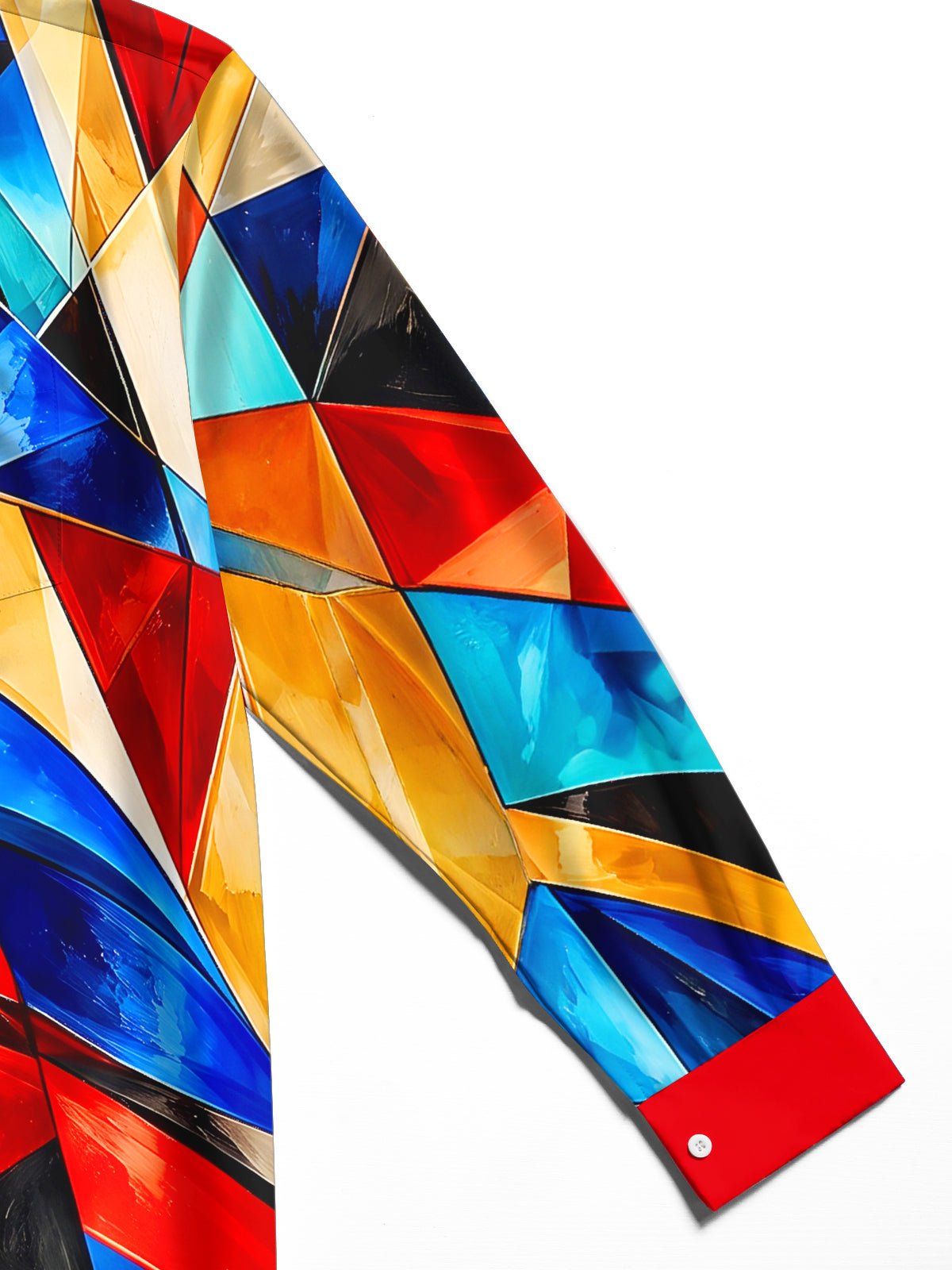 Oceanlyte Men's Colorful Geometric Abstract Shapes Print Long Sleeve Shirt with Chest Pocket