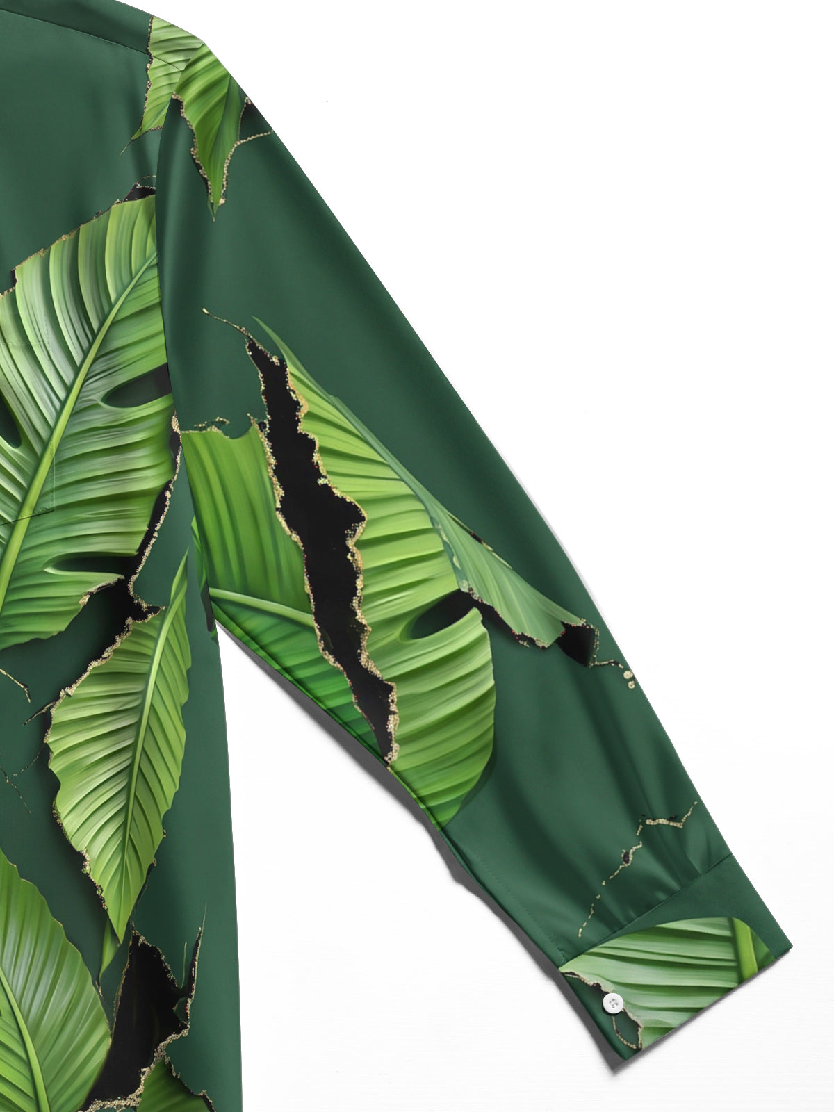 Oceanlyte Men's Tropical Tropical Palm Leaves Print Long Sleeve Shirt with Chest Pocket