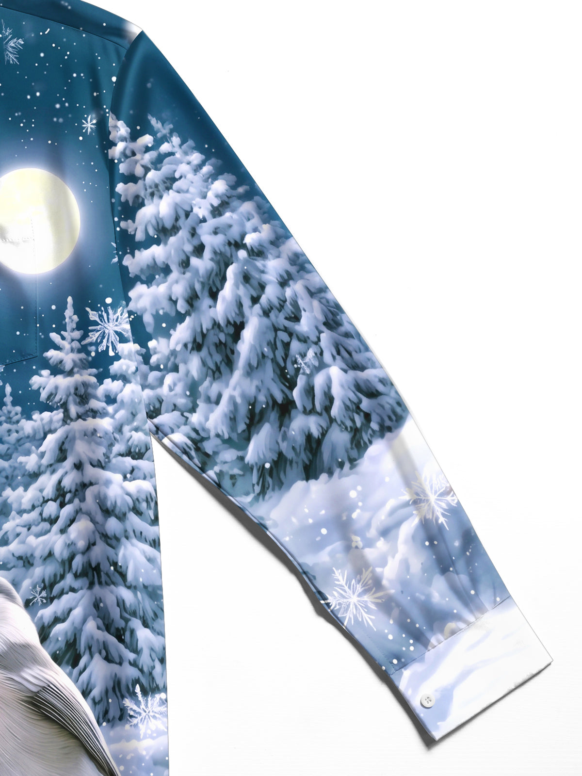 Oceanlyte Men's Winter Birds And Snowy Pine Trees Print Long Sleeve Shirt with Chest Pocket