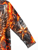 Oceanlyte Men's Long Sleeve Shirt - The "Forged in Fire" Lava And Winged Helmet With Star Shield Print with Chest Pocket
