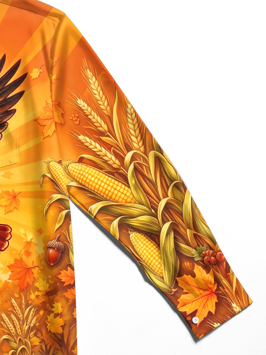 Oceanlyte Men's Thanksgiving Bald Eagle And Turkeys Print Long Sleeve Shirt with Chest Pocket