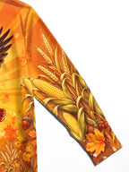 Oceanlyte Men's Thanksgiving Bald Eagle And Turkeys Print Long Sleeve Shirt with Chest Pocket