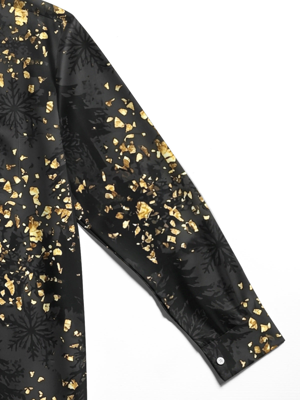 Oceanlyte Men's Printed Gold Snowflake And Gold Flake Pattern Long Sleeve Shirt with Chest Pocket