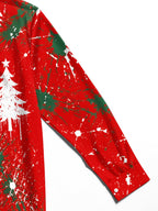 Oceanlyte Men's Long Sleeve Shirt - Christmas Tree And Snowflake With Paint Splatter Print with Chest Pocket