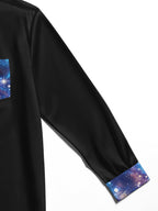 Oceanlyte Men's Printed Starry Sky And Stars Print Long Sleeve Shirt with Chest Pocket