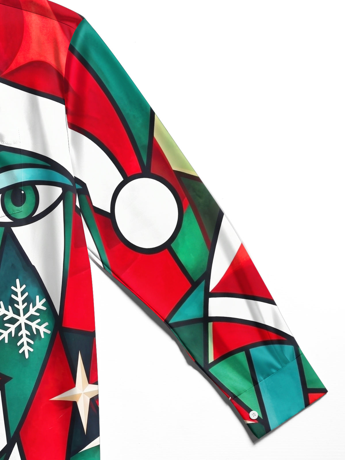 Oceanlyte Men's Long Sleeve Shirt - Abstract Geometric Face With Christmas Elements Print with Chest Pocket