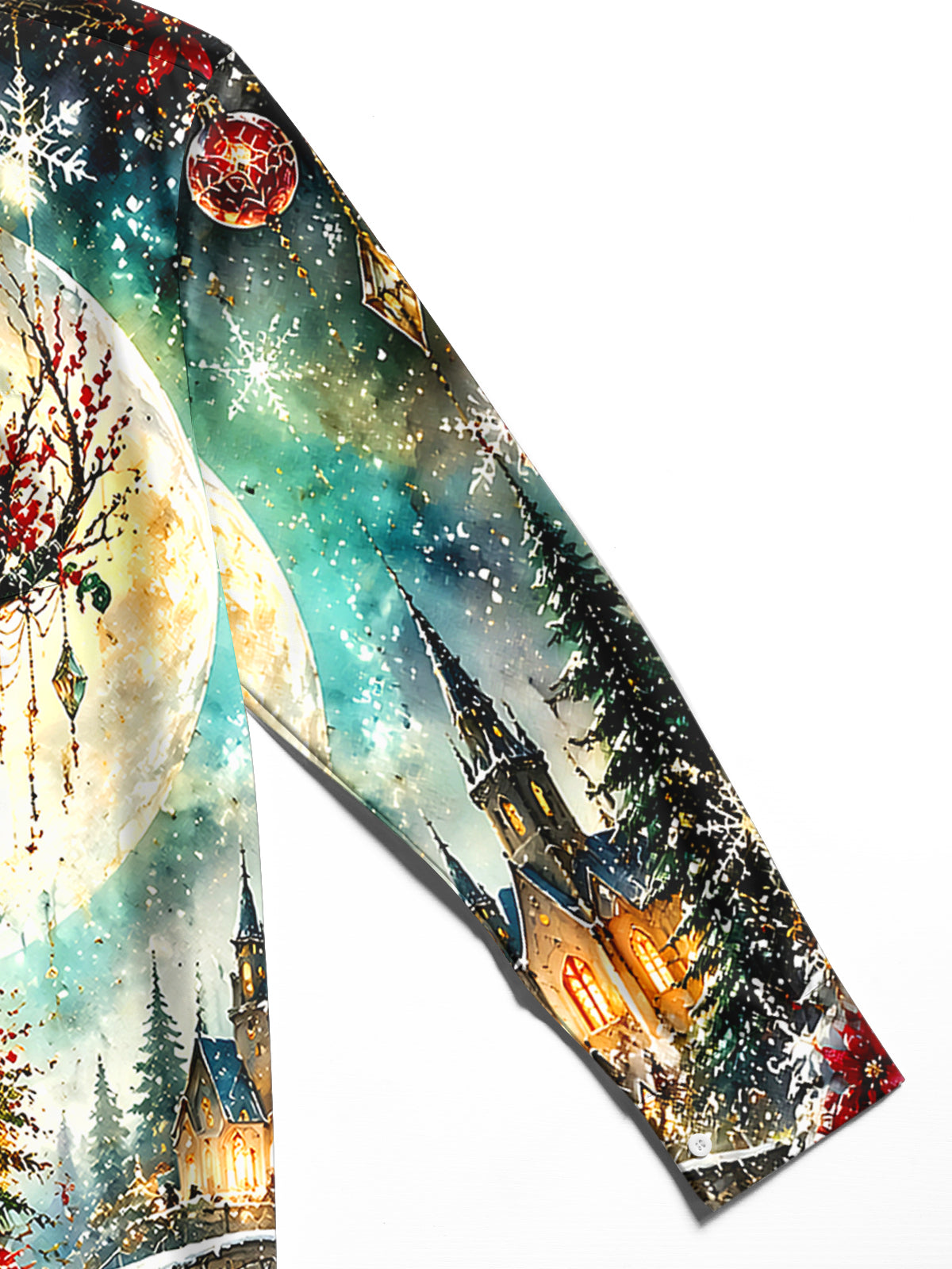 Oceanlyte Men's Graphic Christmas Elk Print Long Sleeve Shirt with Chest Pocket
