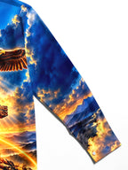 Oceanlyte Men's Printed Eagle Dove And Cross Print Long Sleeve Shirt with Chest Pocket