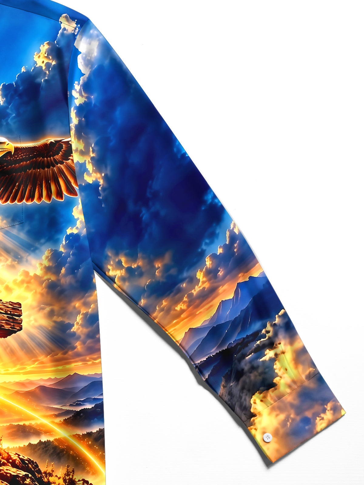 Oceanlyte Men's Printed Eagle Dove And Cross Print Long Sleeve Shirt with Chest Pocket