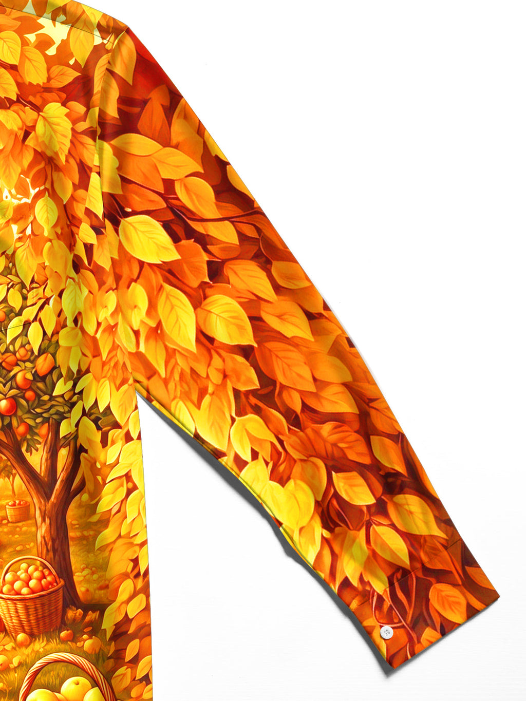 Oceanlyte Men's Long Sleeve Shirt - Autumn Orchard Path With Apples And Pumpkins Print with Chest Pocket