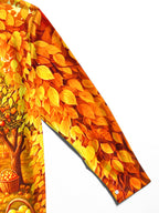 Oceanlyte Men's Long Sleeve Shirt - Autumn Orchard Path With Apples And Pumpkins Print with Chest Pocket