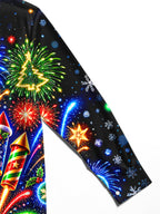 Oceanlyte Men's Long Sleeve Shirt - Christmas Fireworks Rockets And Ornaments Print with Chest Pocket