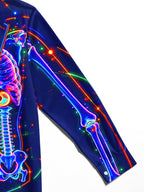 Oceanlyte Men's Neon Skeleton Anatomy With Organs Print Long Sleeve Shirt with Chest Pocket