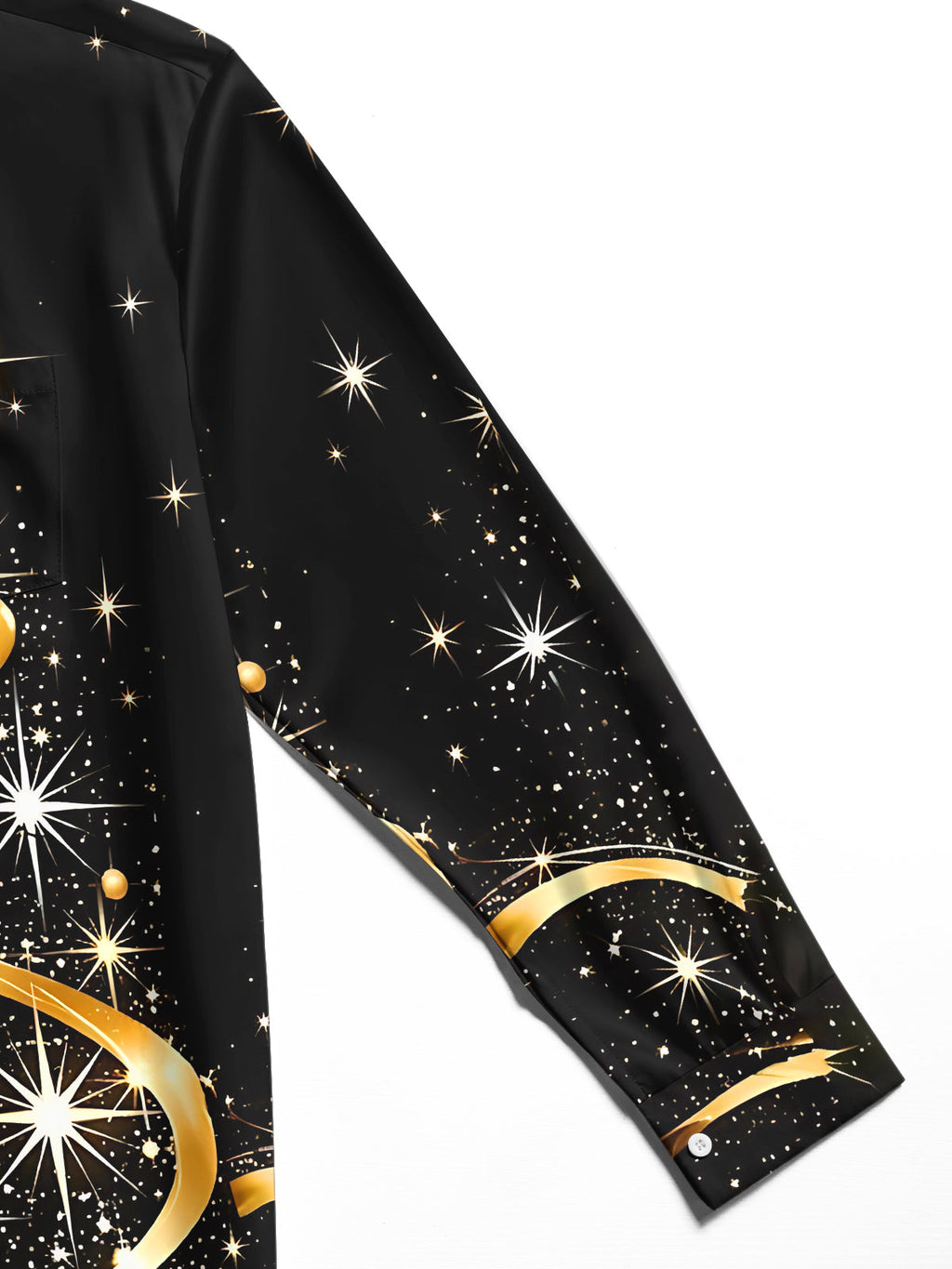 Oceanlyte Men's Printed Abstract Gold Ribbon Print Long Sleeve Shirt with Chest Pocket