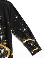 Oceanlyte Men's Printed Abstract Gold Ribbon Print Long Sleeve Shirt with Chest Pocket