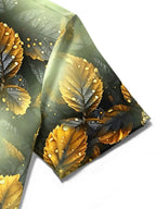 Oceanlyte Men's Hawaiian Golden Leaf Pattern Short Sleeve Shirt with Chest Pocket