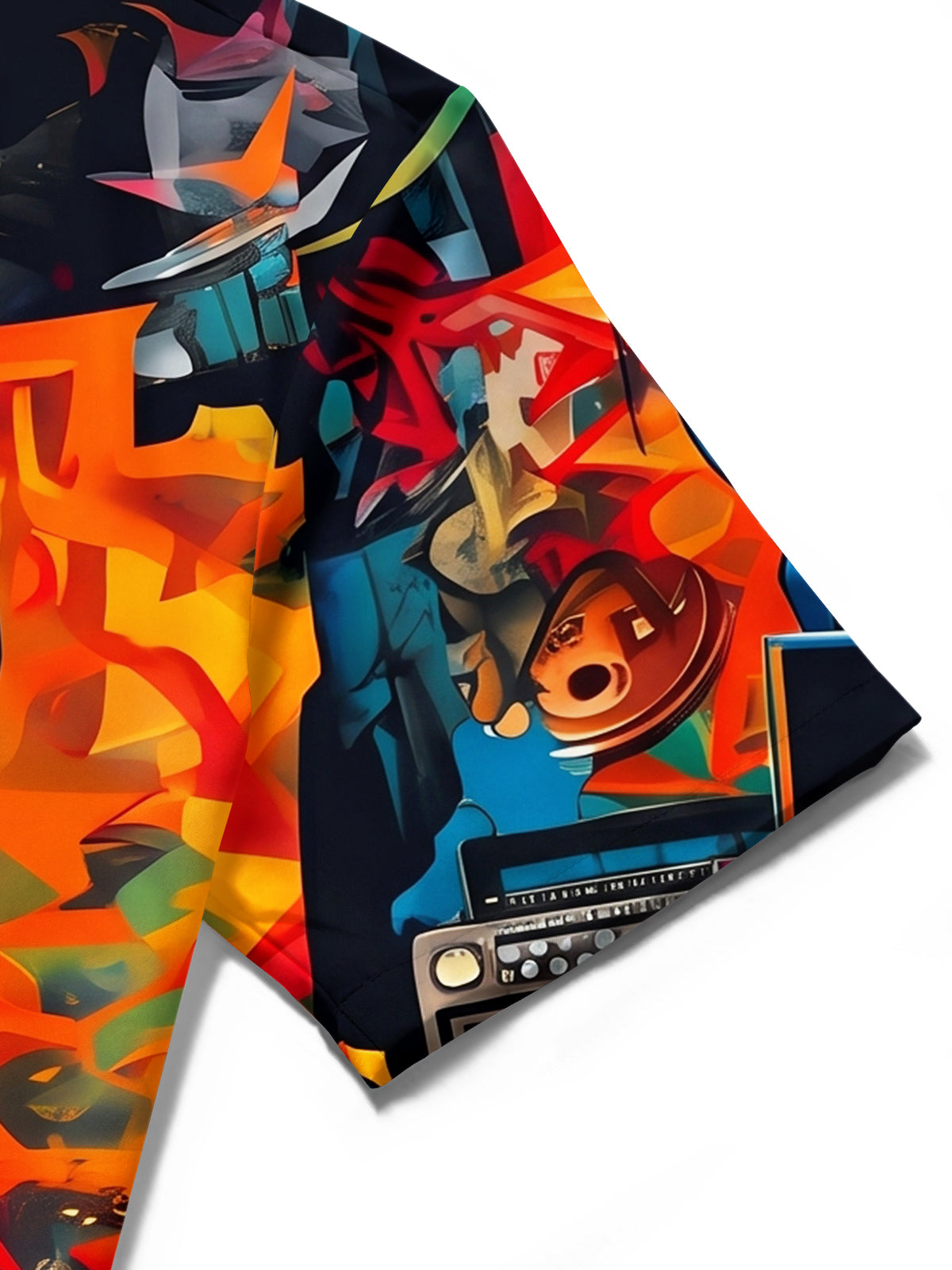 Oceanlyte Men's Graphic Abstract Fire Background Print Short Sleeve Shirt with Chest Pocket